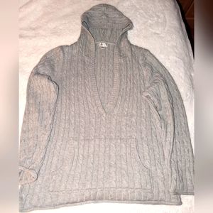 Gray Hooded cable sweater ..
